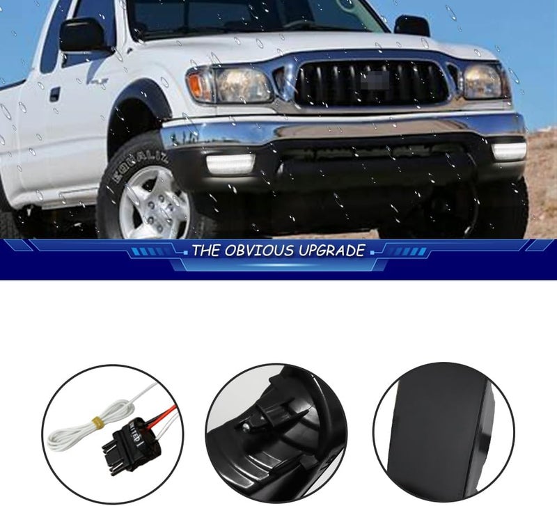 TurningMax For 2001 2002 2003 2004 Toyota Tacoma Front Bumper Turn Signal Lights 81510-04080 TO2531140 Smoked Lens 2 in 1 Amber/White Lights - Image 2